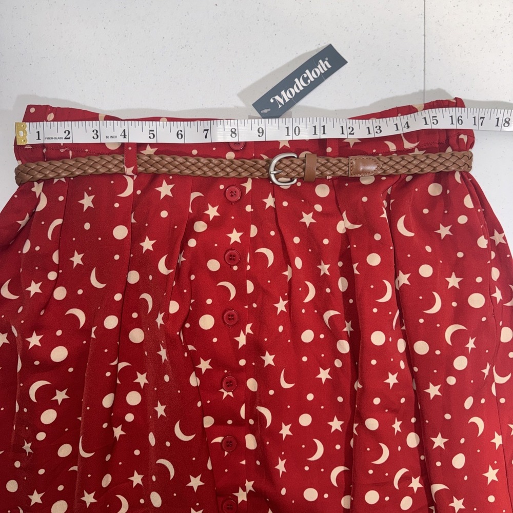 Modcloth Skirt Red Moon & Stars Large Whimsigoth Witch Cottage Core NWT - Picture 11 of 16